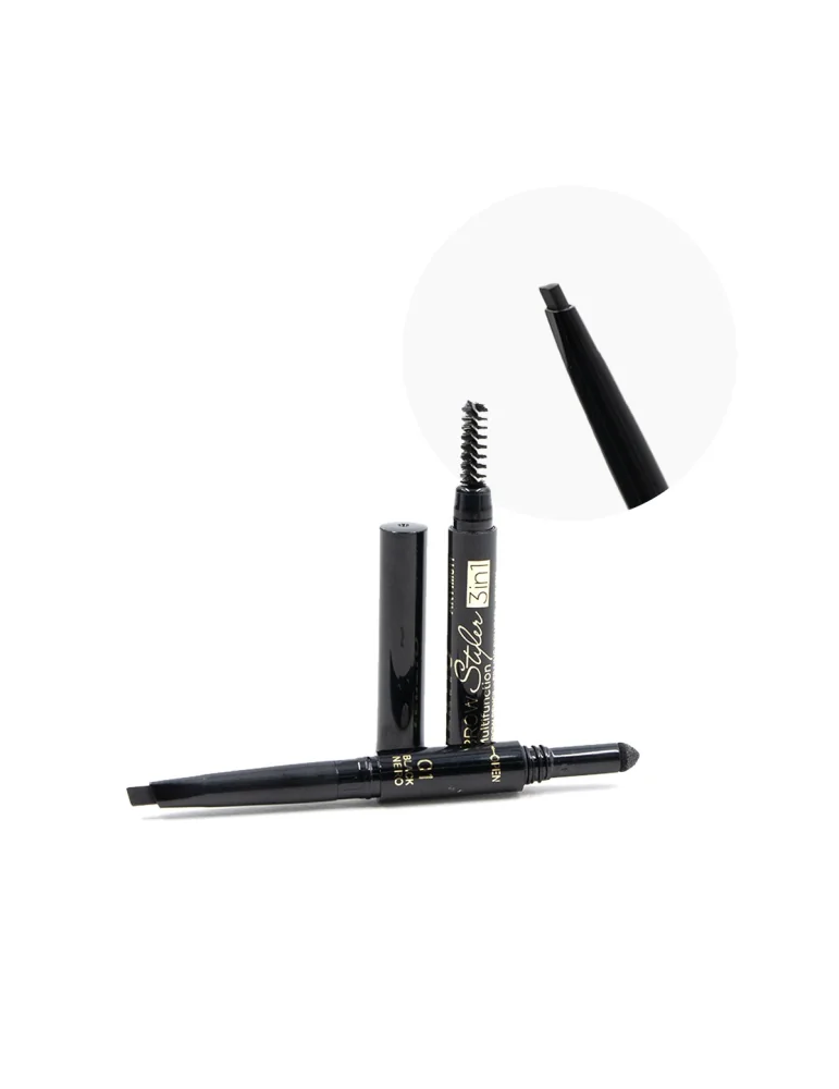 01 CRAYON À SOURCILS NOIR 3 EN 1 AVEC POUDRE ET PINCEAU 01 CRAYON À SOURCILS NOIR 3 EN 1 AVEC POUDRE ET PINCEAU