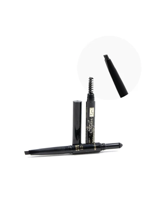 01 CRAYON À SOURCILS NOIR 3 EN 1 AVEC POUDRE ET PINCEAU 01 CRAYON À SOURCILS NOIR 3 EN 1 AVEC POUDRE ET PINCEAU