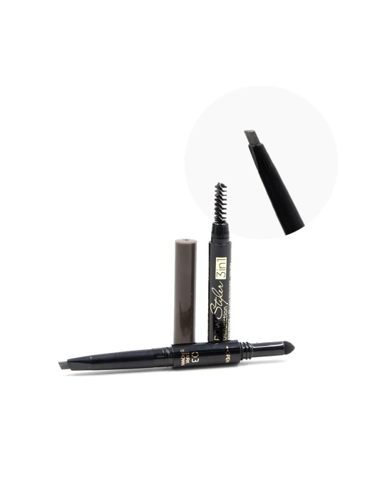 03 MATITA SOPRACCIGLIA 3IN1 MARRONE SCURO CON POLVERE E SPAZZOLA