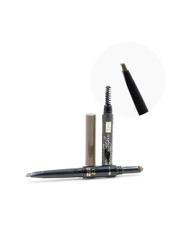 02 CRAYON À SOURCILS 3 EN 1 MARRON CLAIR AVEC POUDRE ET PINCEAU