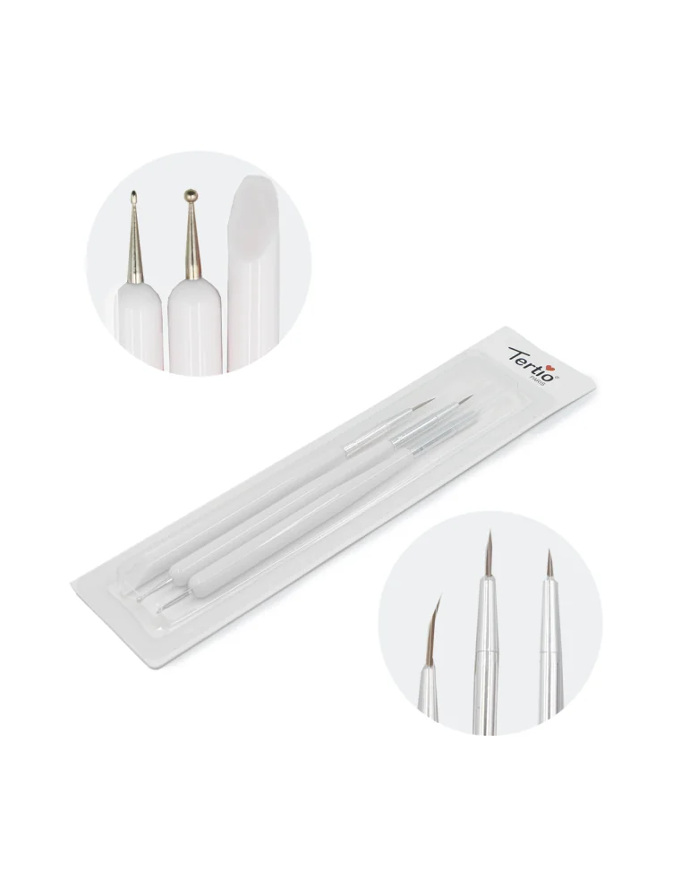SET NAIL ART BRUSHES WITH WHITE DOTTERS 2 PIECES