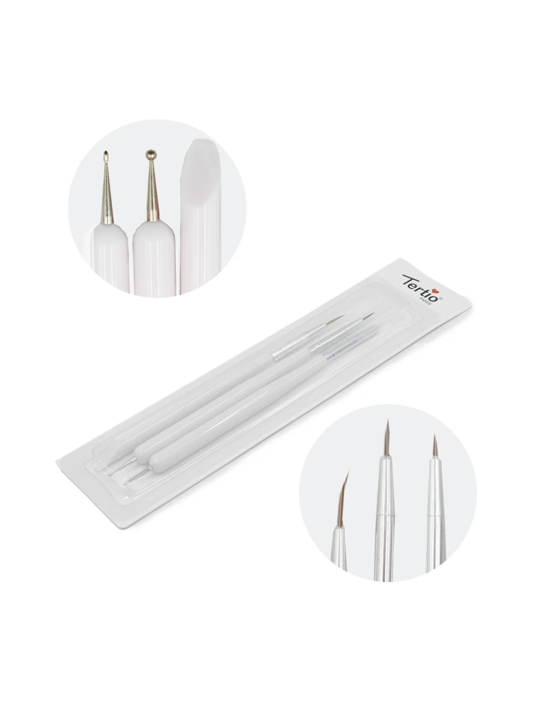 SET DE PinceLES PARA NAIL ART CON DOTTER BLANCOS