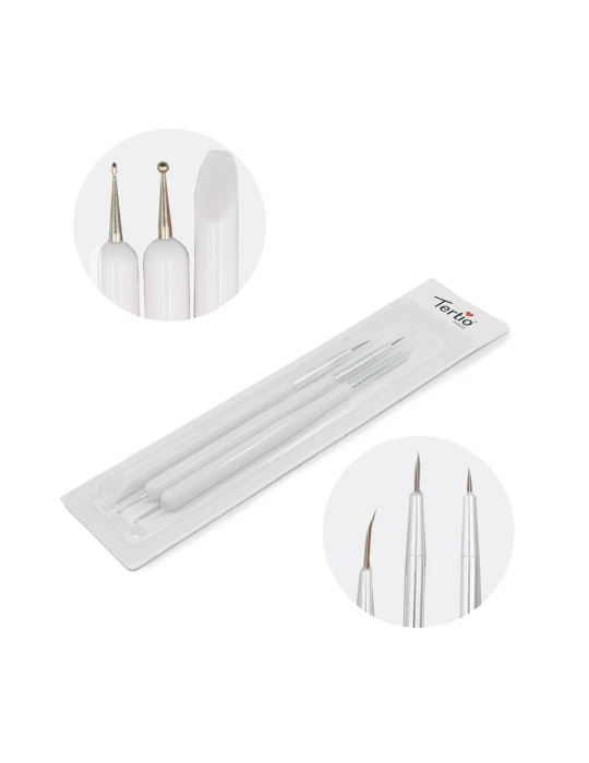 SET DE PinceLES PARA NAIL ART CON DOTTER BLANCOS