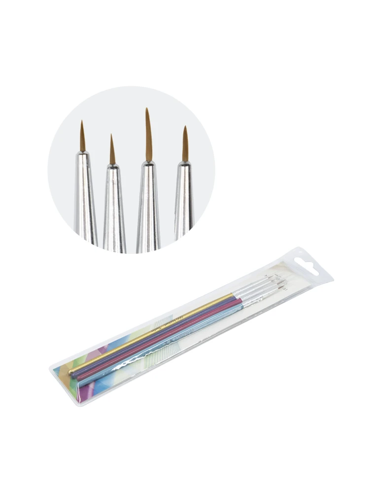 Set 4 pennelli punta fine per nail art 2 PEZZI