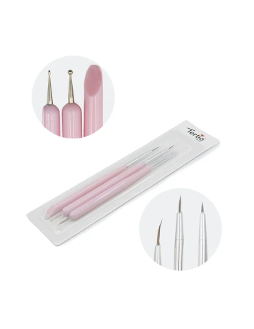 SET DE PINCEAUX POUR L'ART DES ONGLES AVEC DES DOTTER ROSES