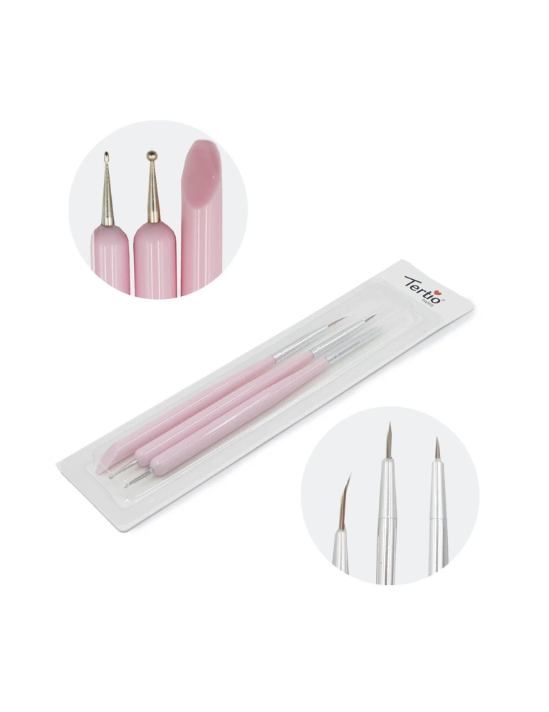 SET DE PinceLES PARA NAIL ART CON DOTTER ROSA