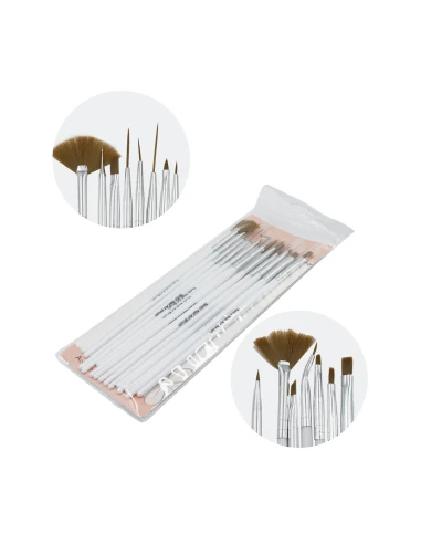 Kit de 15 pincéis para arte de unhas Branco