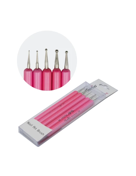 Kit 5 pennelli dotter per nail art rosa 2 Pezzi