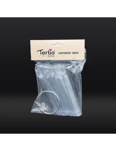 MUESTRA TRANSPARENTE DE 50 UÑAS CON ANILLO