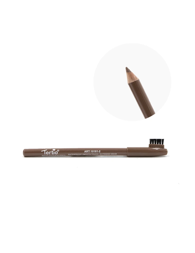 02 Lápis de sobrancelha e olhos 2 em 1 marrom com pincel