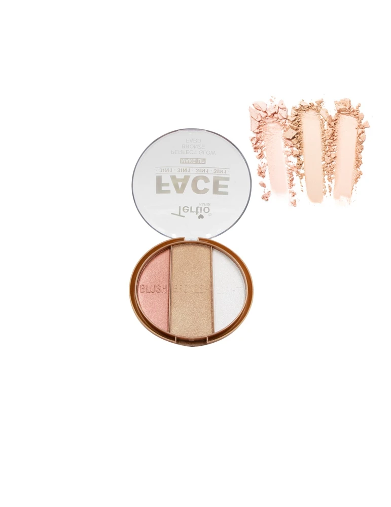 02 Paleta de Blush Bronzer Iluminador 3 em 1