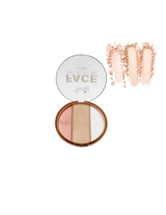 02 Paleta de Blush Bronzer Iluminador 3 em 1
