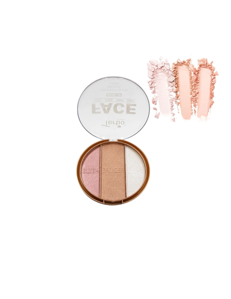 03 Paleta de rubor y bronceador iluminador 3 en 1