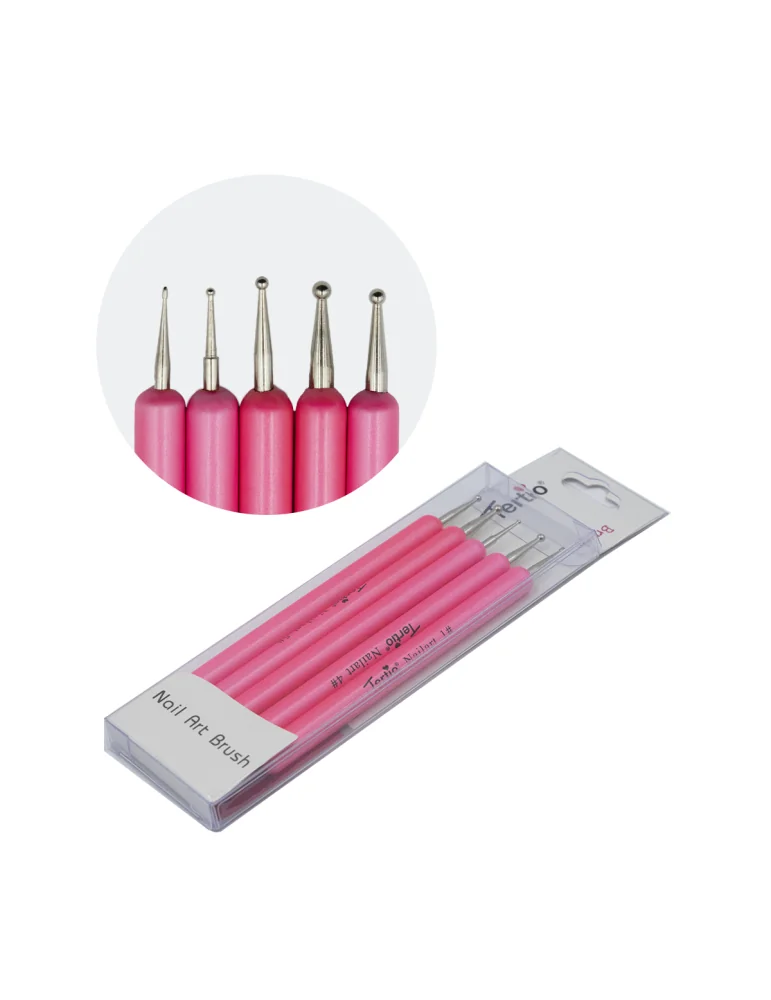 Kit de 5 pinceles para arte de uñas rosas